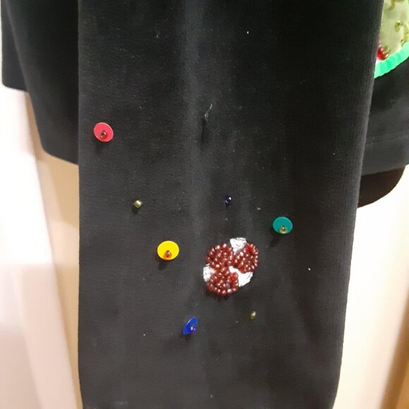 Michael Simon Event Medium Nutcracker Christmas Black Velvet Cardigan Sweater - Picture 8 of 16